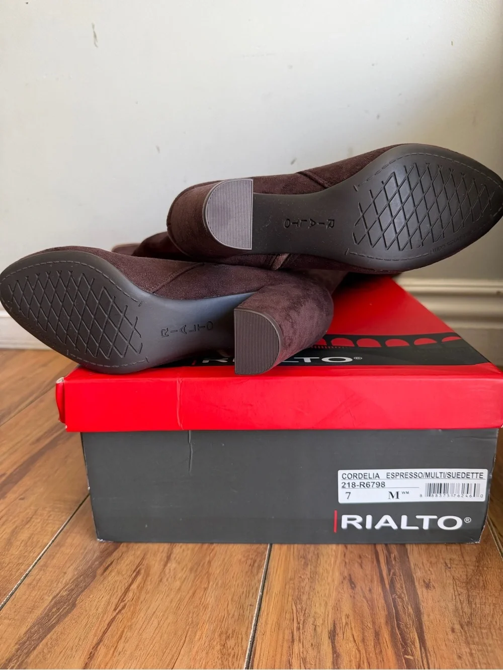 Rialto Two-Tone Espresso Over-the-Knee Suede Boots